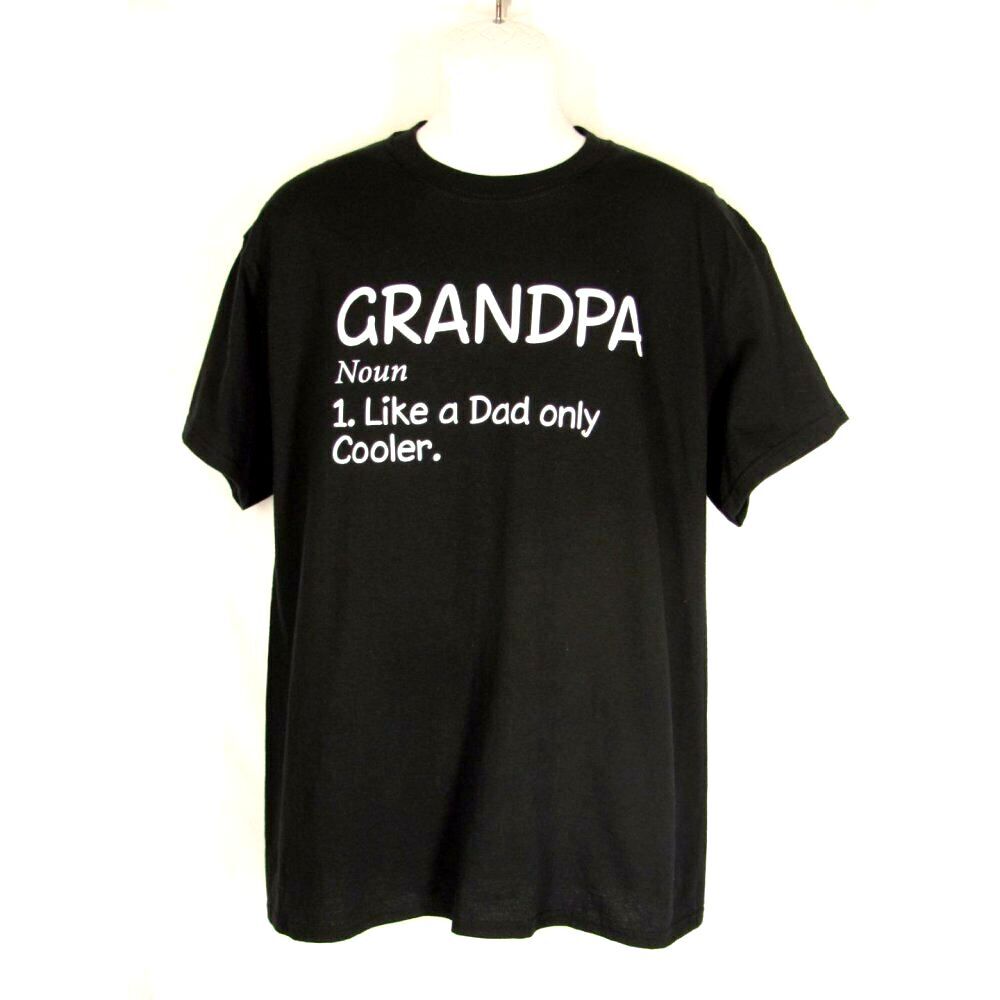 Grandpa - Like a Dad Only Cooler NEW T Shirt L Navy Blue Cotton Crewneck